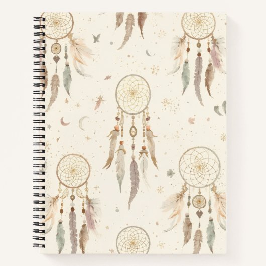Boho Dreamcatcher Journal | Ätherische Federn Notizblock (Vorderseite)
