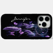 Boho Dreamcatcher Lila Feather Butterflies Case-Mate iPhone Hülle (Rückseite (Horizontal))