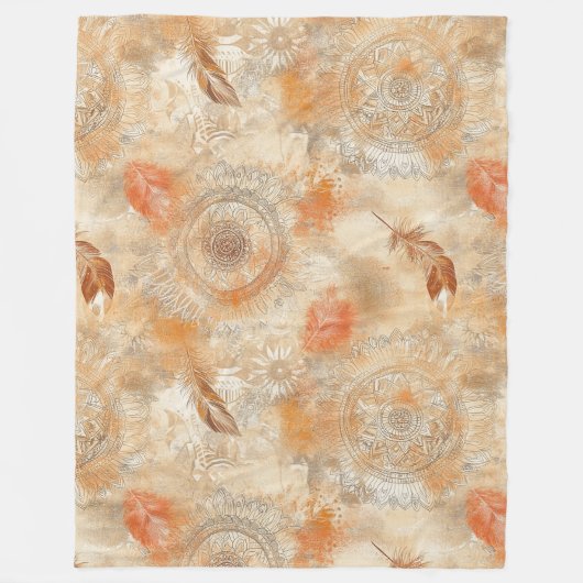 Boho Dreamcatcher Mandala Fleecedecke (Vorderseite)