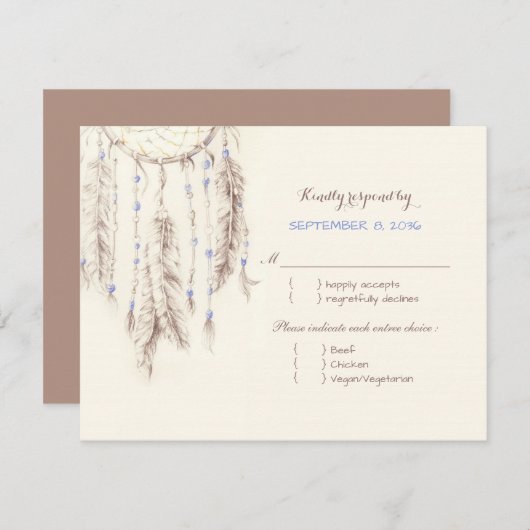 Boho Dreamcatcher Meal Choice Wedding RSVP (Vorne/Hinten)