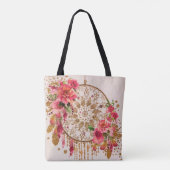 Boho Dreamcatcher Pink Gold Floral Tasche (Rückseite)