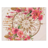 Boho Dreamcatcher Pink Gold Floral Tischdecke (Vorderseite (Horizontal))