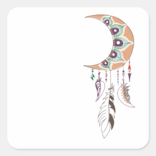Boho dreamcatcher quadratischer aufkleber