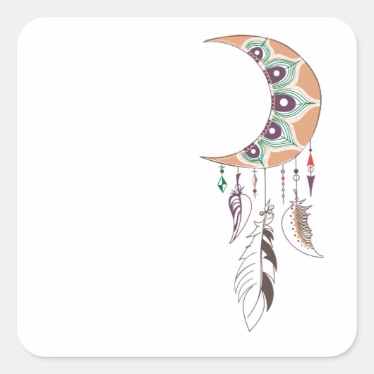 Boho dreamcatcher quadratischer aufkleber (Vorderseite)