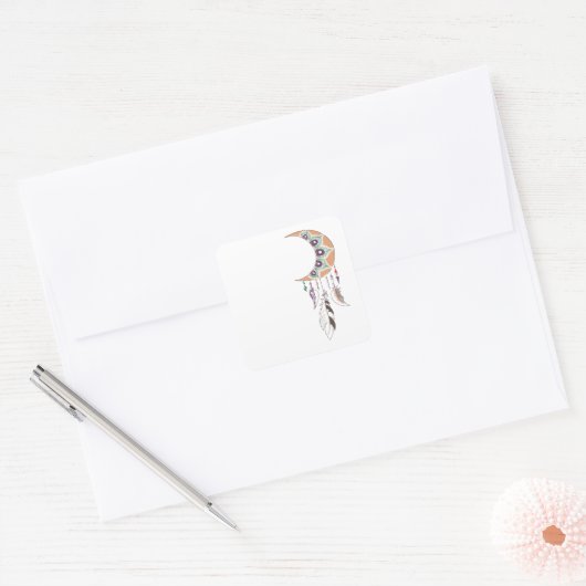 Boho dreamcatcher quadratischer aufkleber (Umschlag)