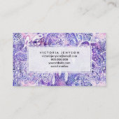 Boho dreamcatcher rosa lila Mit Blumenwatercolor Visitenkarte (Rückseite)