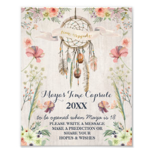 Boho Dreamcatcher Rustic Baby Shower Time Kapsel Fotodruck