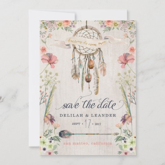 Boho Dreamcatcher speichert Datumskarten ohne Foto Save The Date (Vorderseite)