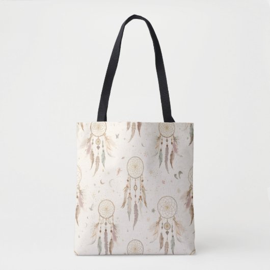 Boho Dreamcatcher Tote Bag | Ethereal Feathers Tasche (Vorderseite)