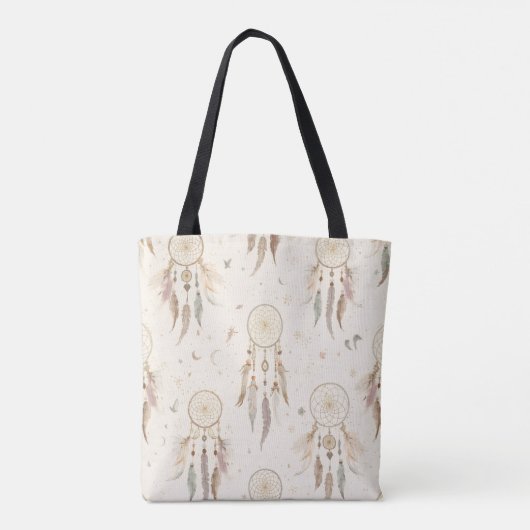Boho Dreamcatcher Tote Bag | Ethereal Feathers Tasche (Rückseite)
