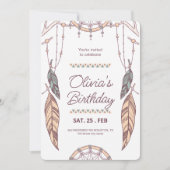 Boho Dreamcatcher Tribal, Boho Birthday Party Einladung (Vorderseite)