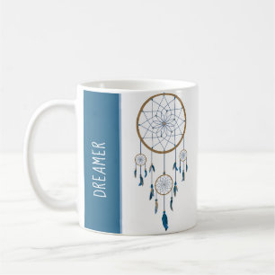 Boho Dreamcatcher vier Netz-Blau-Federn Kaffeetasse