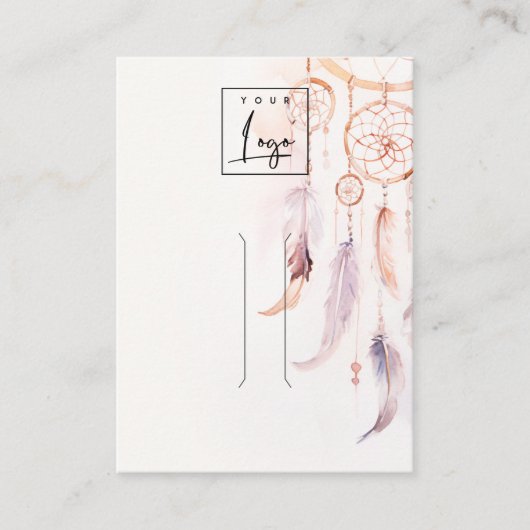 Boho Dreamcatcher Watercolor Hairpin Logo Display Visitenkarte (Vorderseite)