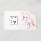 Boho Dreamcatcher Watercolor Lilac Blush Logo Visitenkarte (Vorderseite)