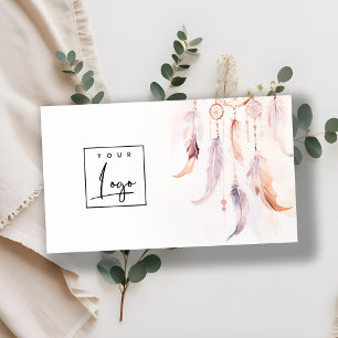 Boho Dreamcatcher Watercolor Lilac Blush Logo Visitenkarte