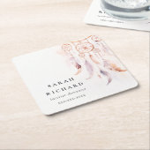 Boho Dreamcatcher Watercolor Lilac Blush Peach Rechteckiger Pappuntersetzer (angewinkelt)