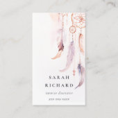 Boho Dreamcatcher Watercolor Lilac Blush Peach Visitenkarte (Vorderseite)
