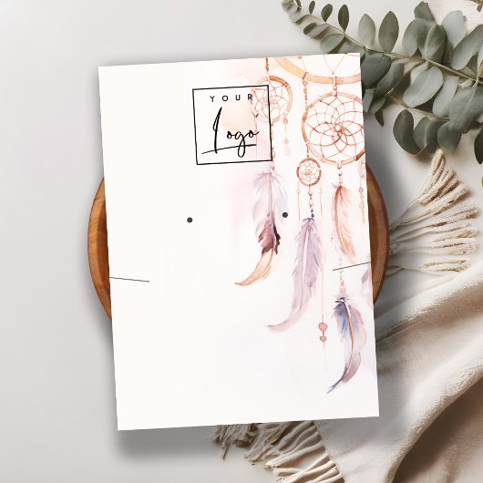 Boho Dreamcatcher Watercolor Necklace Earring Logo Visitenkarte