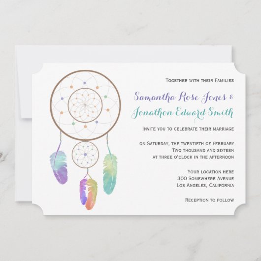 Boho Dreamcatcher Wedding Einladung (Vorderseite)