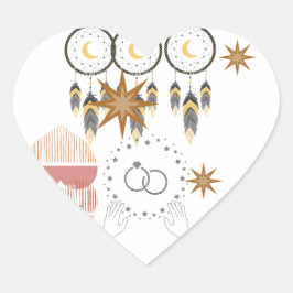 Boho Dreamcatcher Wedding Heart Stickers