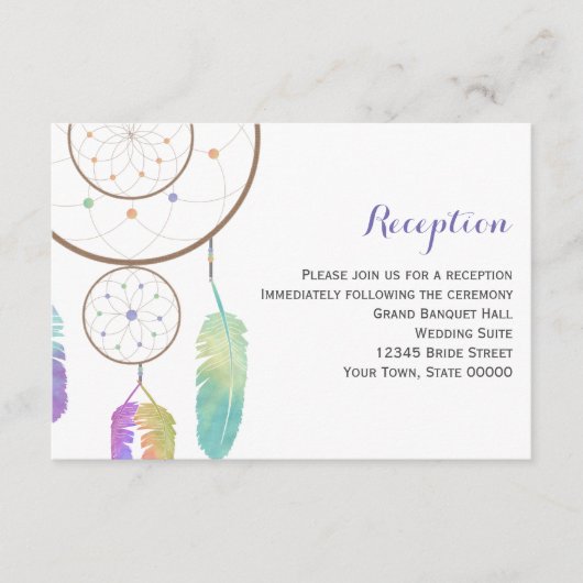Boho Dreamcatcher Wedding Reception Info Card Begleitkarte (Vorderseite)
