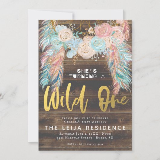 Boho Dreamcatcher Wild One Geburtstag Einladung (Vorderseite)