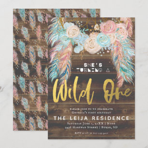 Boho Dreamcatcher Wild One Geburtstag Einladung
