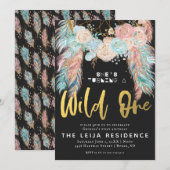 Boho Dreamcatcher Wild One Geburtstag Einladung (Vorne/Hinten)