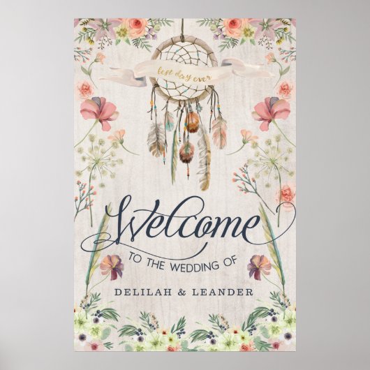 Boho Dreamcatcher Willkommen bei der Hochzeit des  Poster (Vorne)