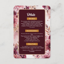 Boho Dreams Hochzeitsdetailkarte mit Blumenmotiv