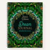 Boho Dreams Peacock Feathers Green Mandala Notizblock (Vorderseite)