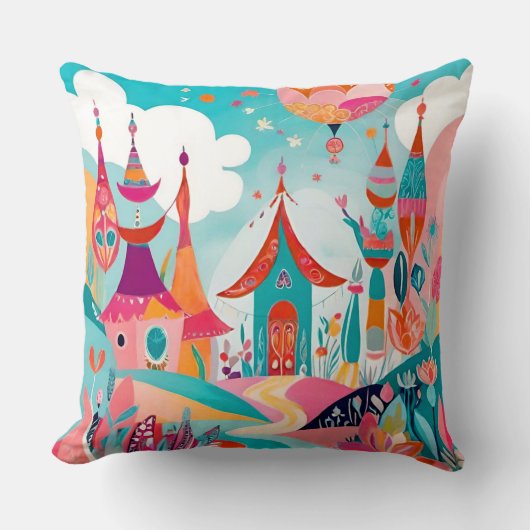 "Boho Dreamscape: Abstrakte Illustrationskissen" Kissen (Vorderseite)