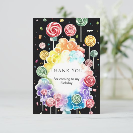 Boho Dreamy Candyland Birthday Dankeskarte (Stehend Vorderseite)