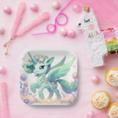 Boho Dreamy Unicorn Babydusche Pappteller (Party)