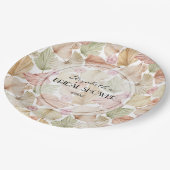 Boho Dried Blätter and Blume Brautparty Pappteller (Schrägansicht)