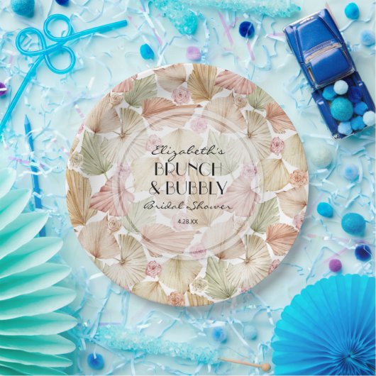 Boho Dried Blätter and Blume Brautparty Pappteller (Party)