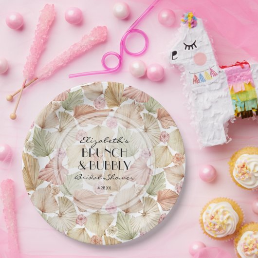 Boho Dried Blätter and Blume Brautparty Pappteller (Party)