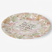 Boho Dried Blätter and Blume Brautparty Pappteller (Schrägansicht)