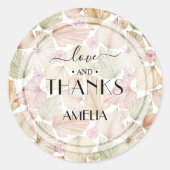 Boho Dried Blätter and Blume Brautparty Runder Aufkleber (Vorderseite)