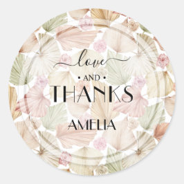 Boho Dried Blätter and Blume Brautparty Runder Aufkleber