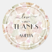 Boho Dried Blätter and Blume Brautparty Runder Aufkleber (Vorderseite)