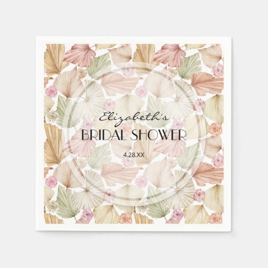 Boho Dried Blätter and Blume Brautparty Serviette (Vorderseite)