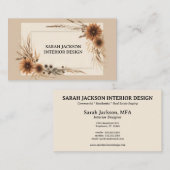 Boho Dried Blume and Grass Interior Design Visitenkarte (Vorne/Hinten)