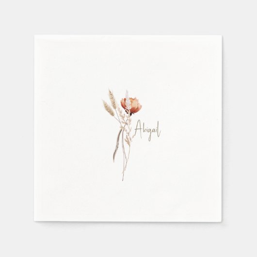 Boho Dried Botanical Shower Personalisiert Serviette (Vorderseite)