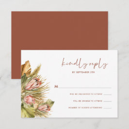 Boho Dried Botanicals Watercolor Wedding RSVP Card Karte