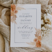 Boho Dried Floral Navy Blue Wedding Einladung