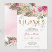 Boho Dried Floral Spanish Mis Quince Anos Birthday Einladung (Vorne/Hinten)