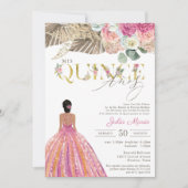 Boho Dried Floral Spanish Mis Quince Anos Birthday Einladung (Vorderseite)