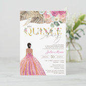 Boho Dried Floral Spanish Mis Quince Anos Birthday Einladung (Stehend Vorderseite)