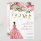 Boho Dried Floral Spanish Mis Quince Anos Birthday Einladung (Vorne/Hinten)